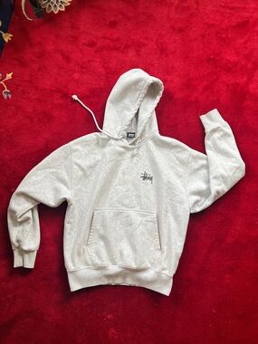 Stussy Light Gray Pullover Hoodie Size M